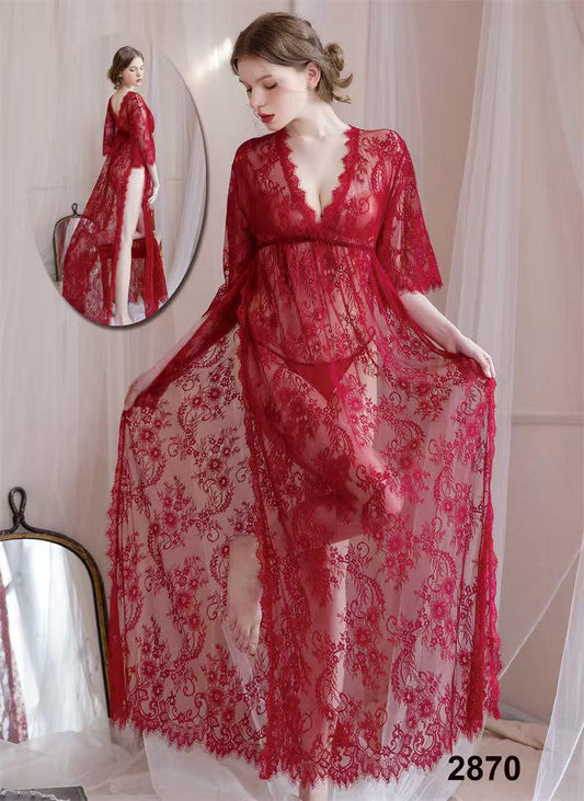 Bridal Sheer Lace Nighty with Robe