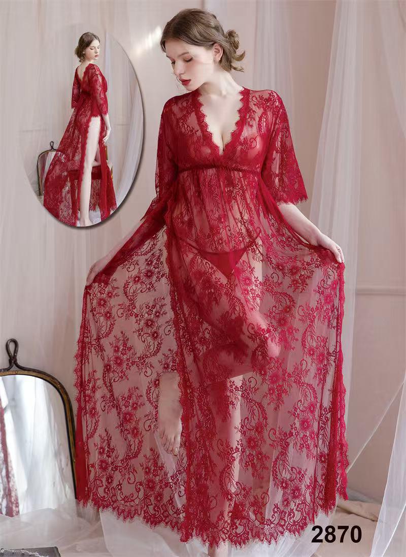 Bridal Sheer Lace Nighty with Robe