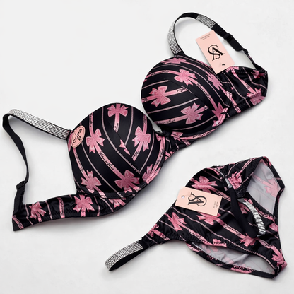 Victoria Secret Bridal Padded Pushup Wired Bra Set (Bow Print)