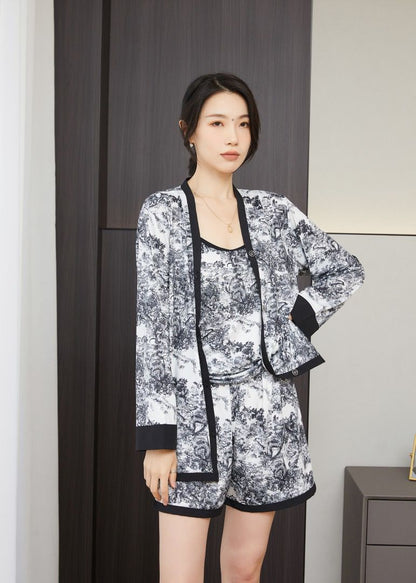 Black Printed Blended Trouser shirts (4 Pieces Set)
