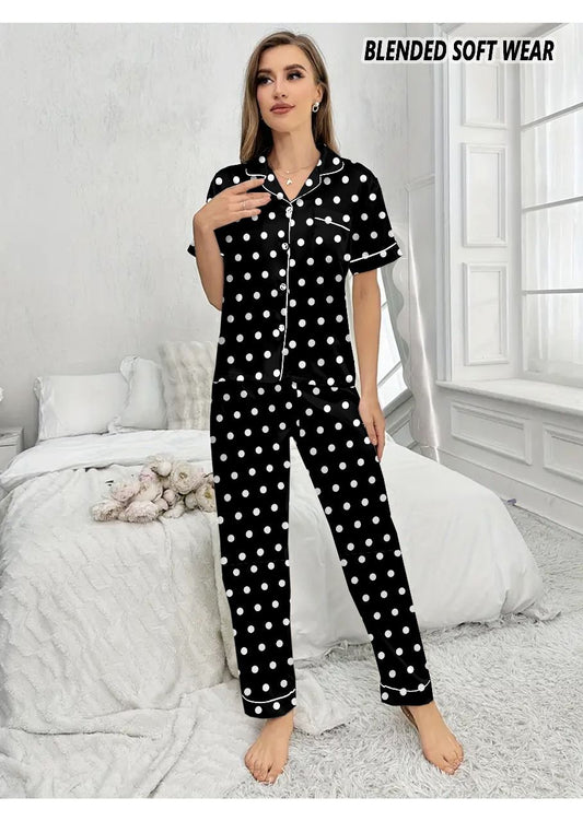 Black Printed Blended Trouser shirt