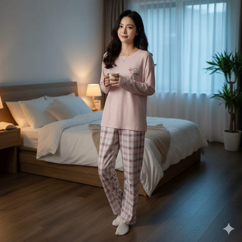 Blush Pink Cozy Lounge Wear Set – Soft & Feminine
