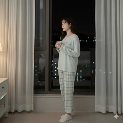 Cherry Mint Cozy Lounge Wear Set – Soft & Comfortable