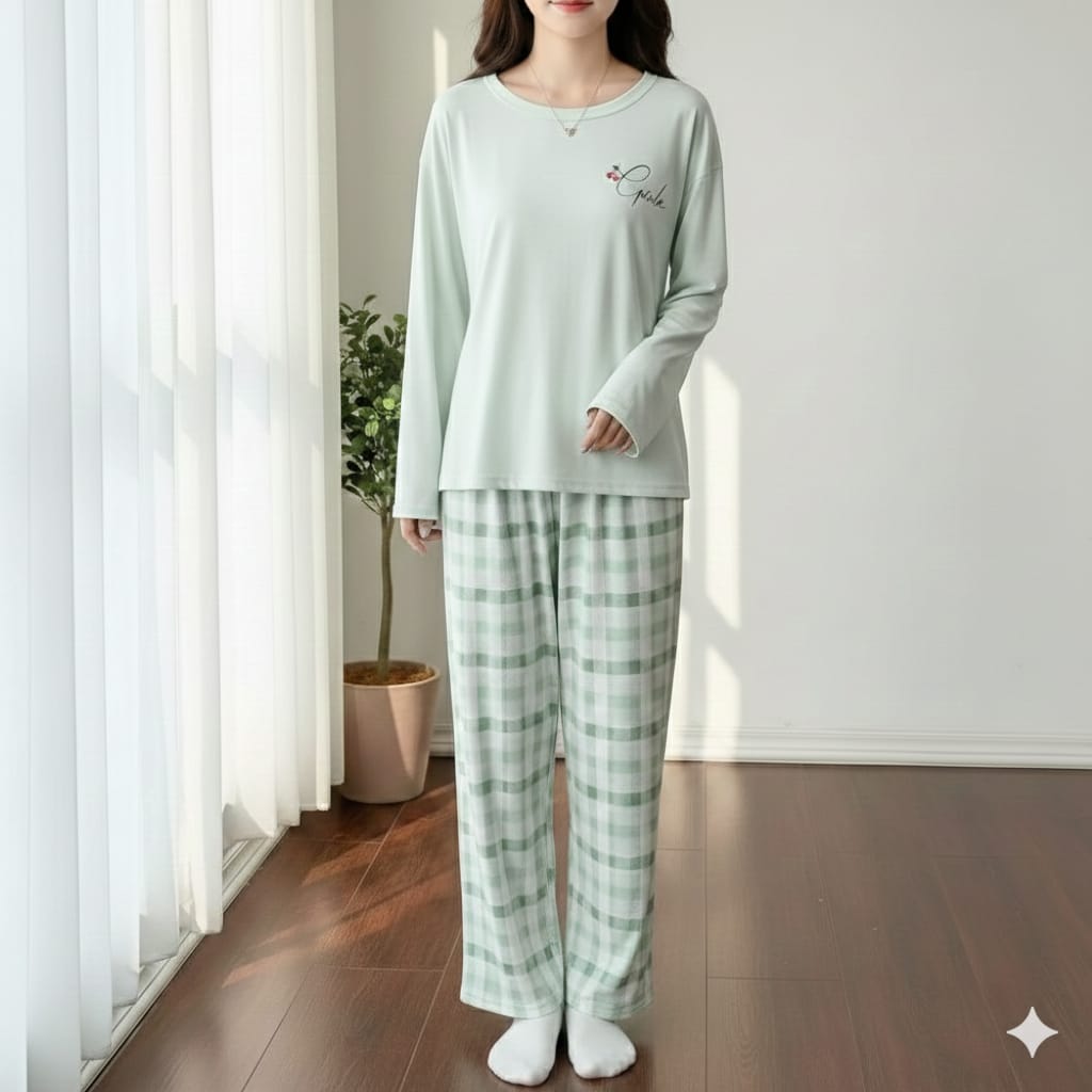 Cherry Mint Cozy Lounge Wear Set – Soft & Comfortable